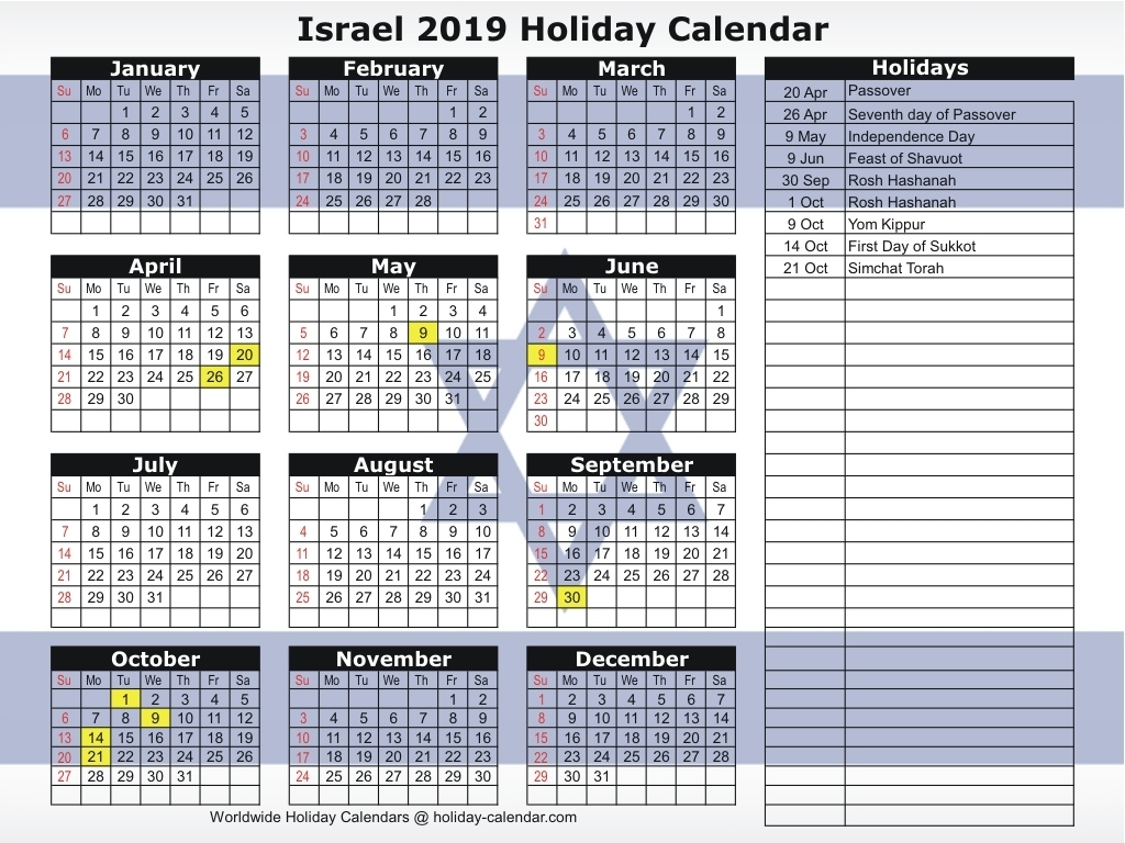 Israel 2019 / 2020 Holiday Calendar Perky Passover 2020 Calendar Date