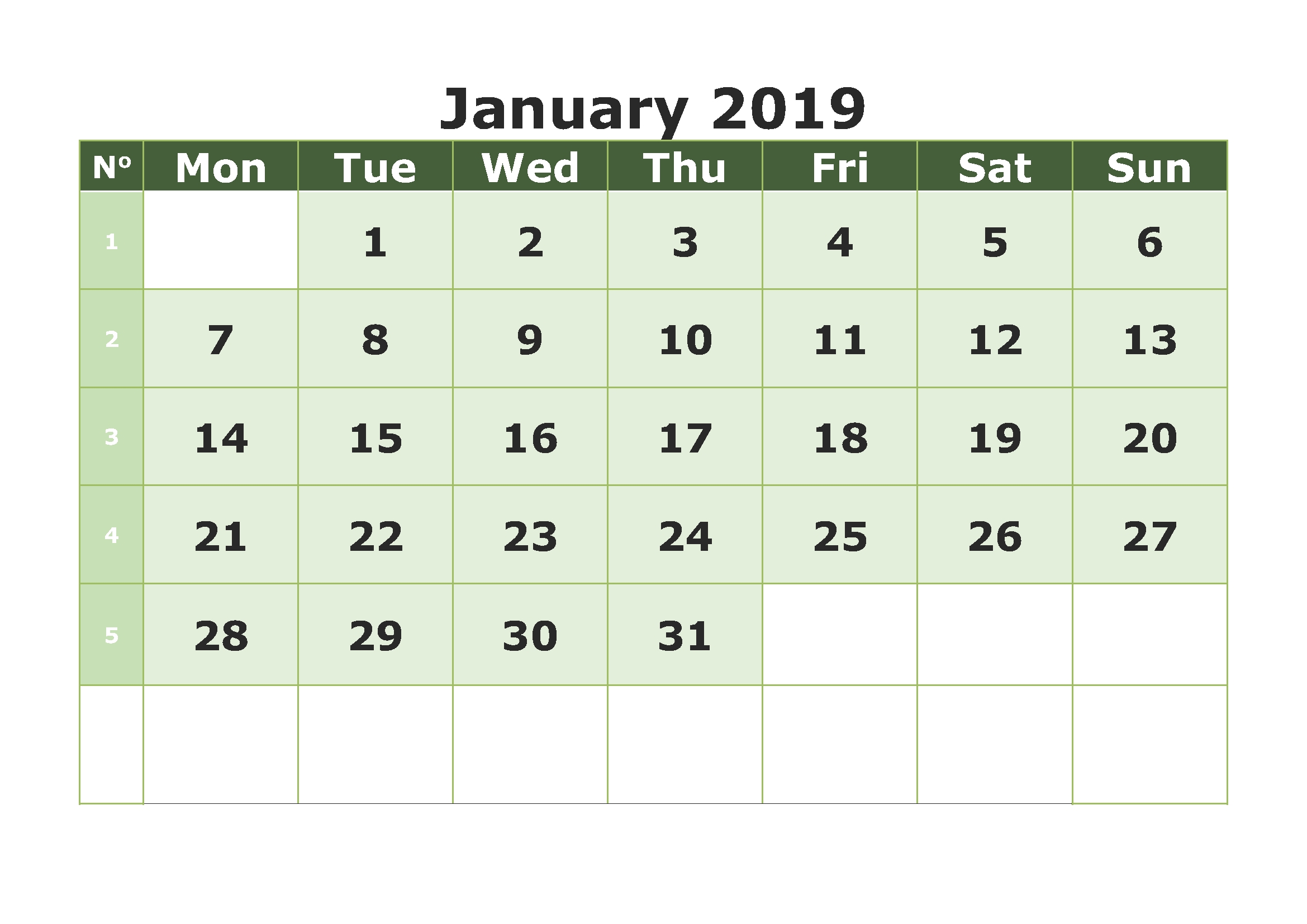 January 2019 Calendar South Africa Printable Desk Calender South Africa