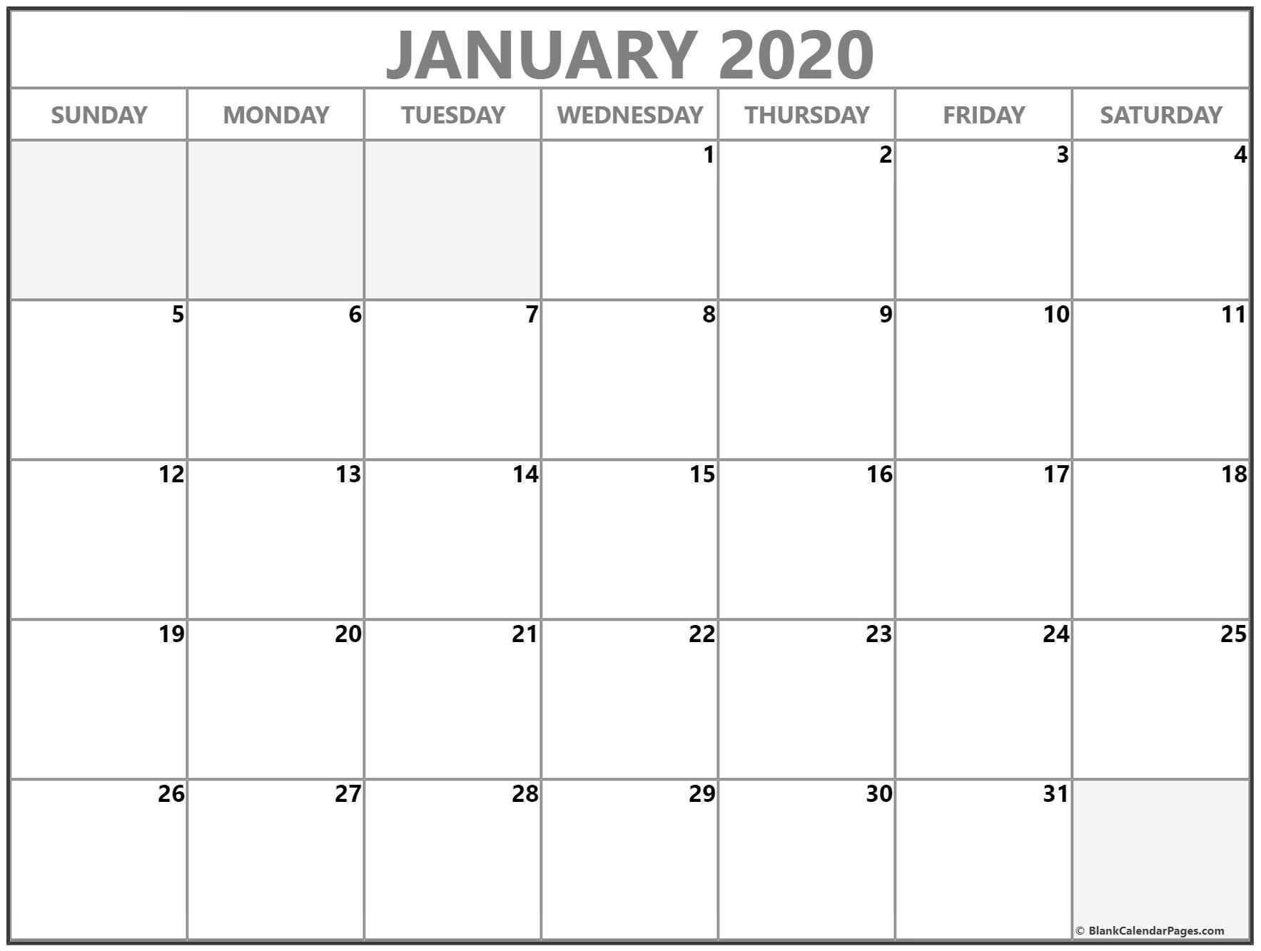 January 2020 Calendar | Free Printable Monthly Calendars Dashing Printable Monthly Calendar With No Weekends