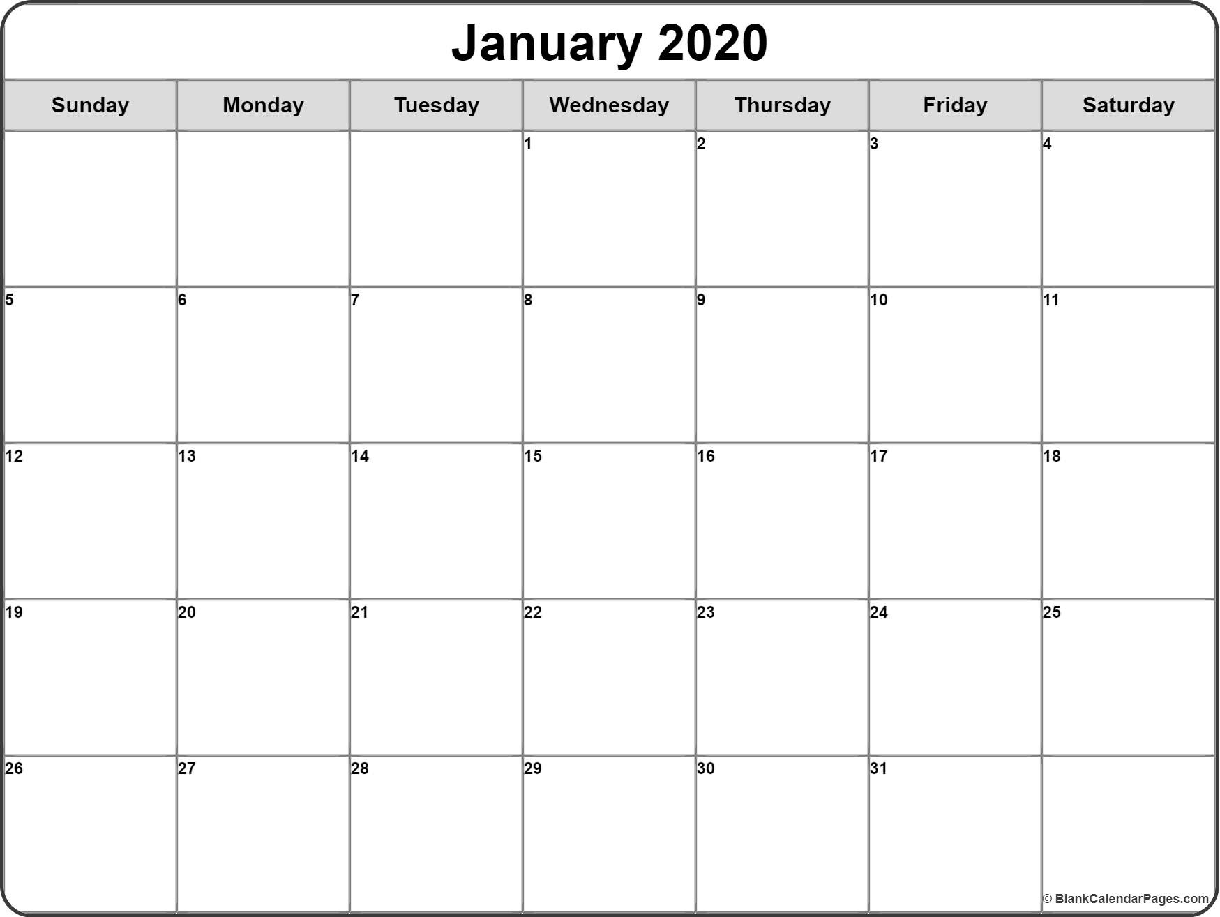 January 2020 Calendar | Free Printable Monthly Calendars Impressive Printable Blank Monthly Calendar Template 2020