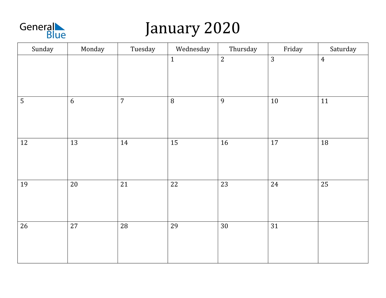 January 2020 Calendar - Pdf Word Excel Calendar 2020 Printable With Color And Holidays Usa