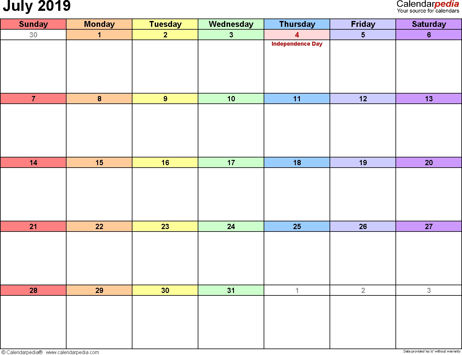 July 2019 - Calendar Templates For Word, Excel And Pdf Exceptional Free Printablle Calendarwith Us Holidays And 1 Omth Preceding And 1 Following