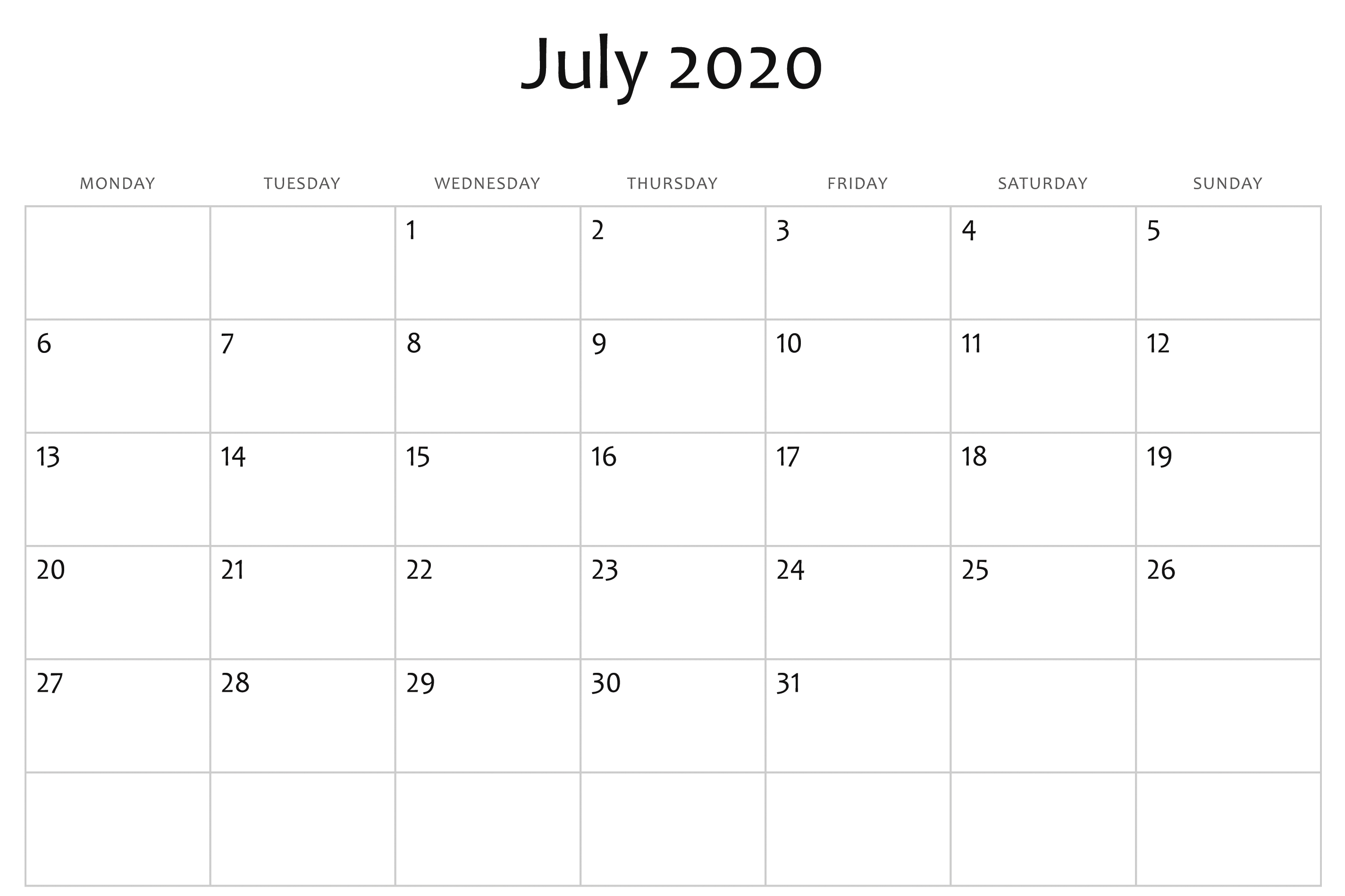 July 2020 Calendar Word | Monthly Calendar Template, Free Exceptional Microsoft Word Printable Calendar 2020