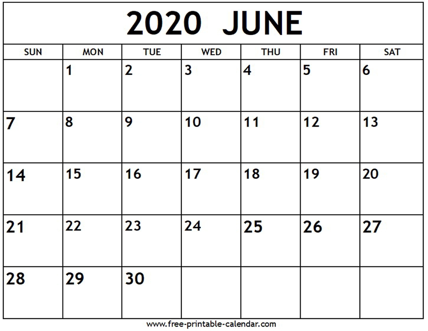 June 2020 Calendar - Free-Printable-Calendar Incredible June 2020 Calendar With Holidays
