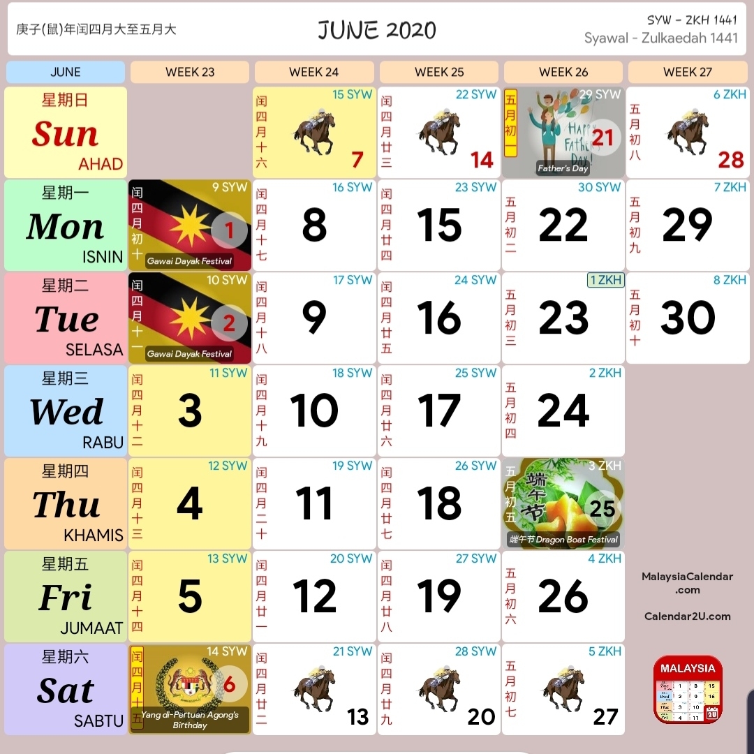 Kalendar 2020 Dan Cuti Sekolah 2020 - Rancang Percutian Anda Extraordinary Calendar 2020 Malaysia Kuda