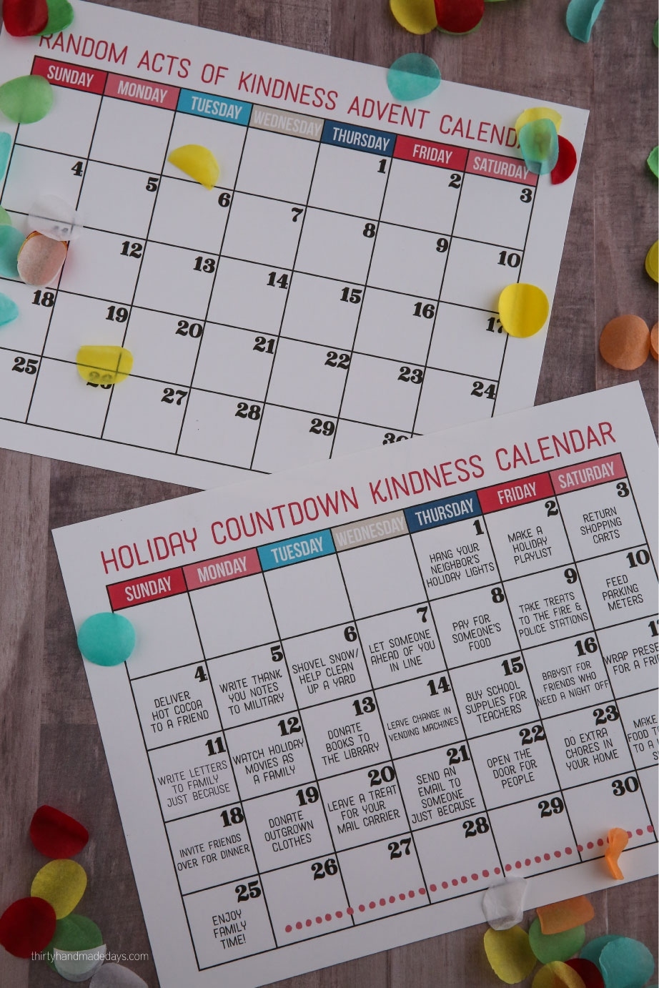 Kindness Christmas Countdown Calendar Printable From 30Daysblog Create A Countdown Calendar Printable