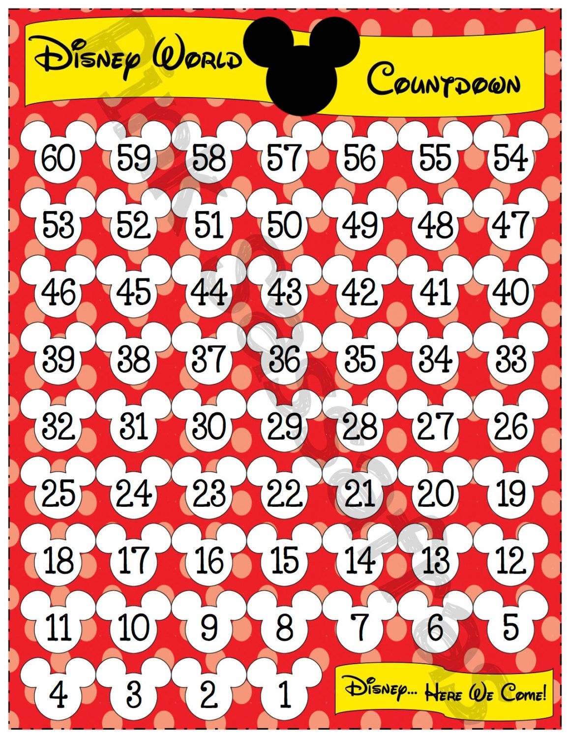 Latest Printable Disney Countdown | Disney Countdown Remarkable Printable Disney Countdown To 60 Calendar