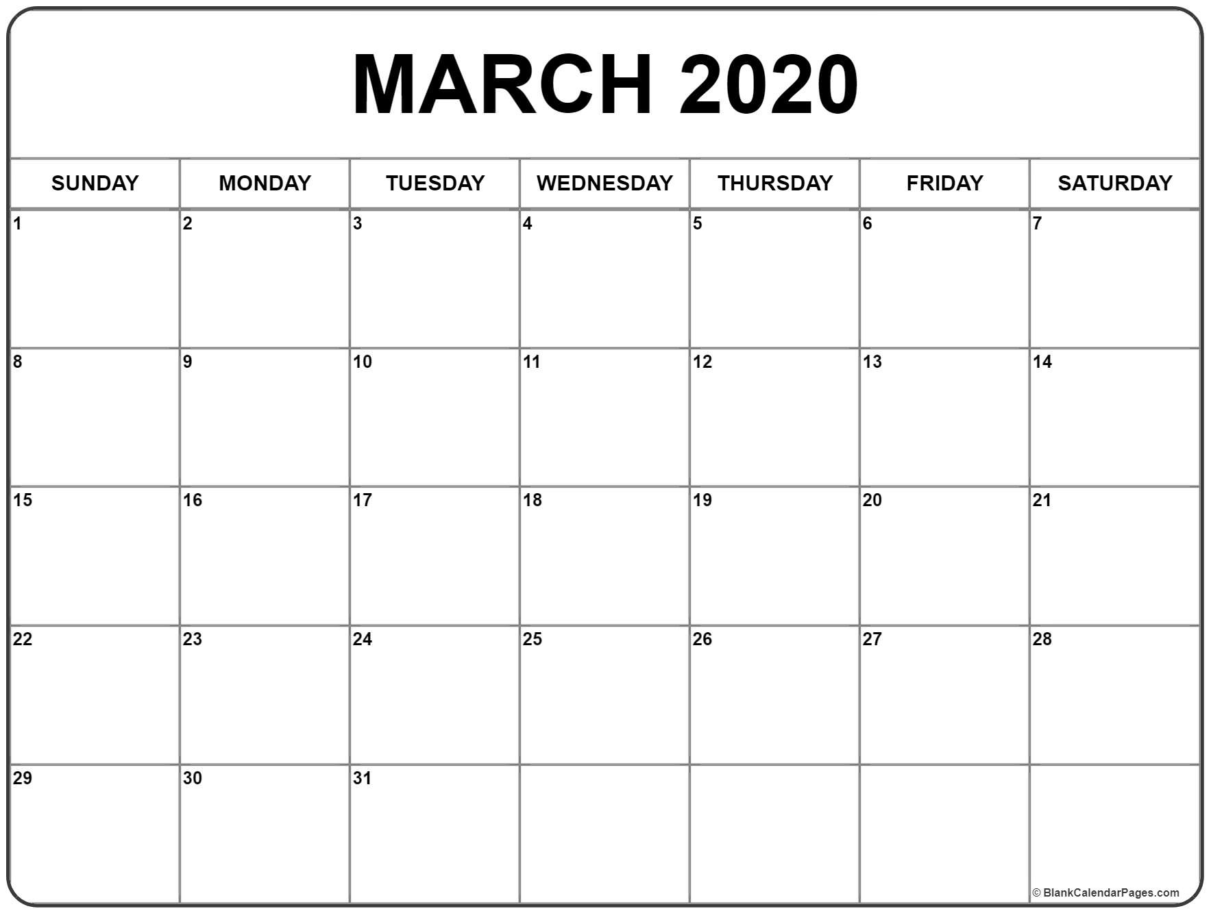 March 2020 Calendar | Free Printable Monthly Calendars Extraordinary March 2020 Calendar Canada Printable