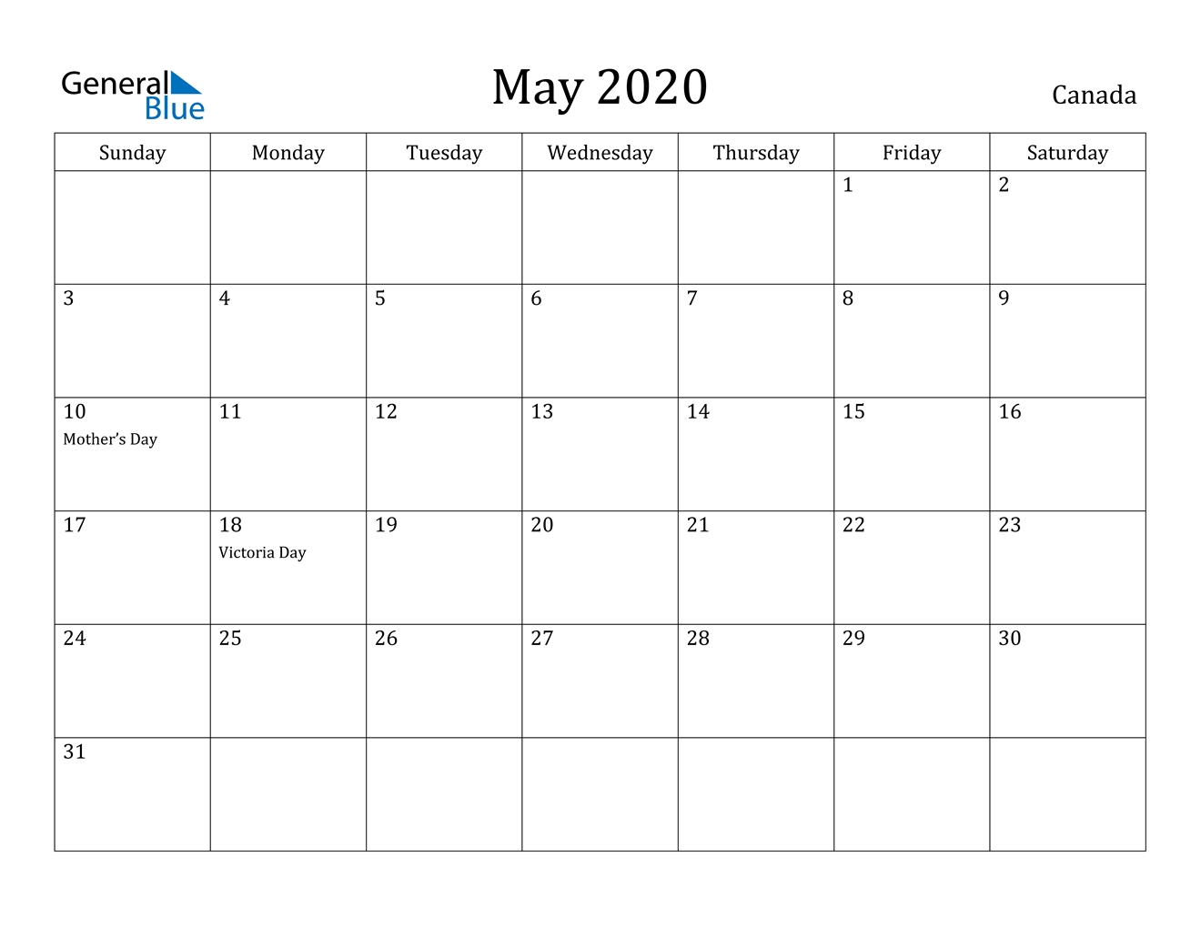 May 2020 Calendar - Canada Dashing May 2020 Calendar Canada