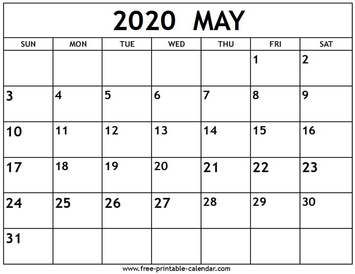 May 2020 Calendar - Free-Printable-Calendar May 2020 Calendar Canada