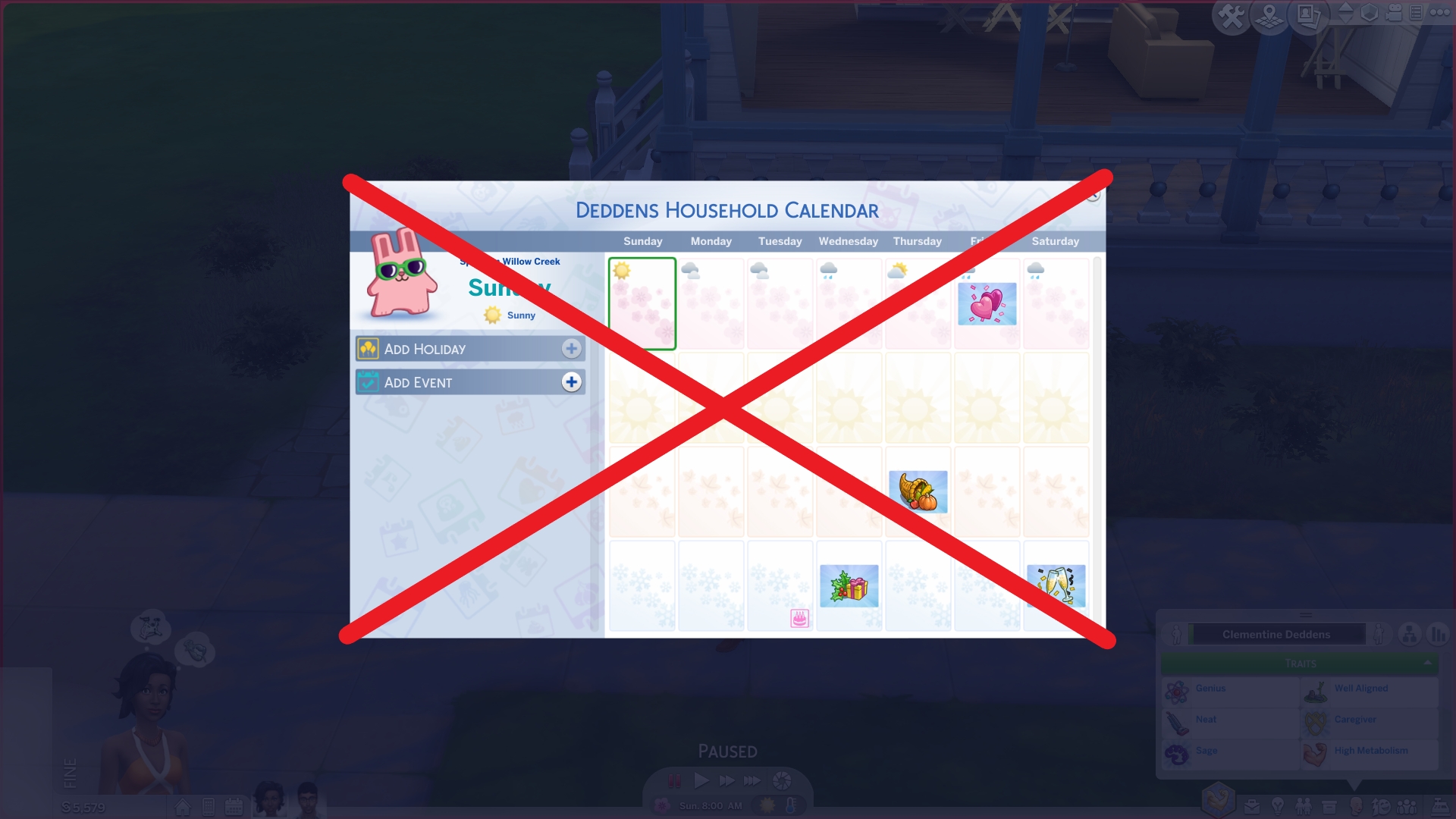 Mod The Sims - No Premade Holidays 4 Sims 4 Save Holiday Calender