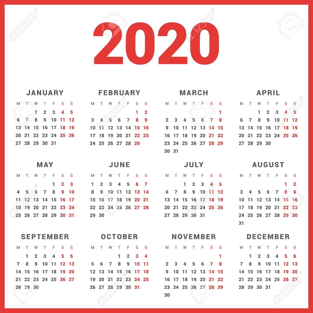 Monday Start Calendar 2020 - Colona.rsd7 Remarkable Blank Calendar 2020 Starting On Sunday With Week Numbers