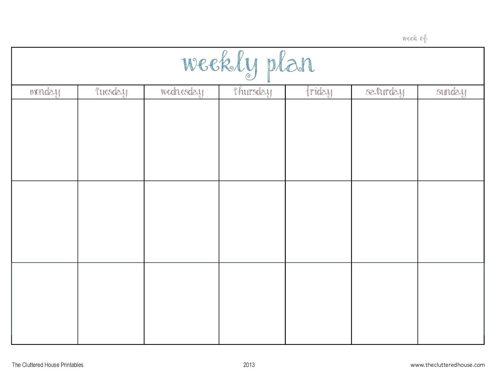 Monday Thru Friday Calendar Template | Ten Wall Calendar Blank Monday To Friday Calendar Template