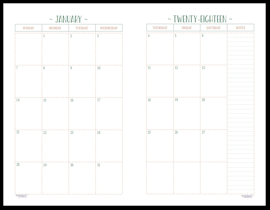 Monthly Calendar 2 Page To Print | Calendar Printing Example Printable 2 Page Calendar Template