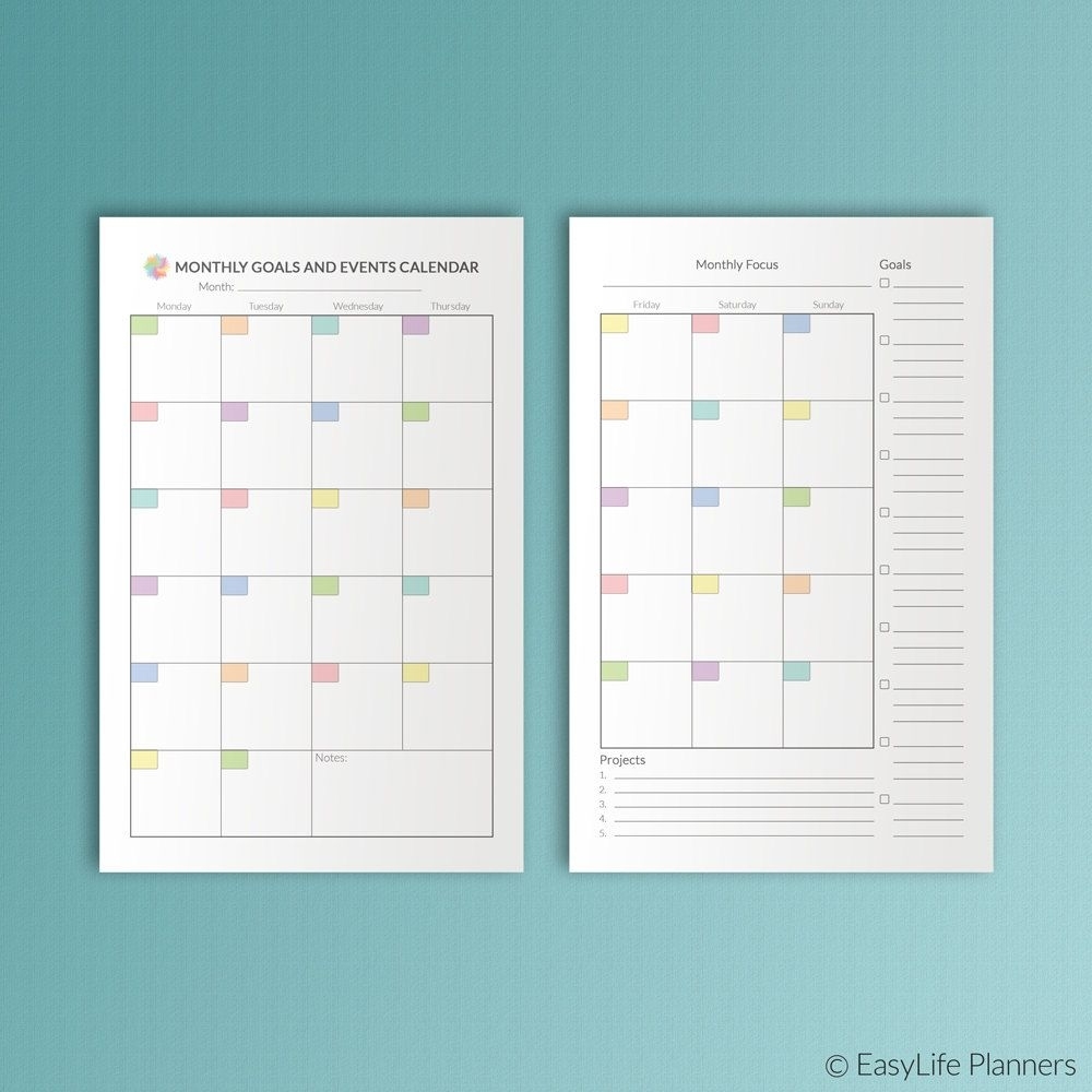 Monthly Planner Printable Half Page Planner 8.5 X 5.5 Letter 8.5 X 5.5 Calendar Printable