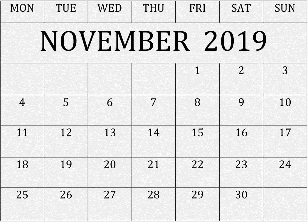 November 2019 Printable Calendar Editable Template – Free Exceptional Two Page Calendar Editable Printable