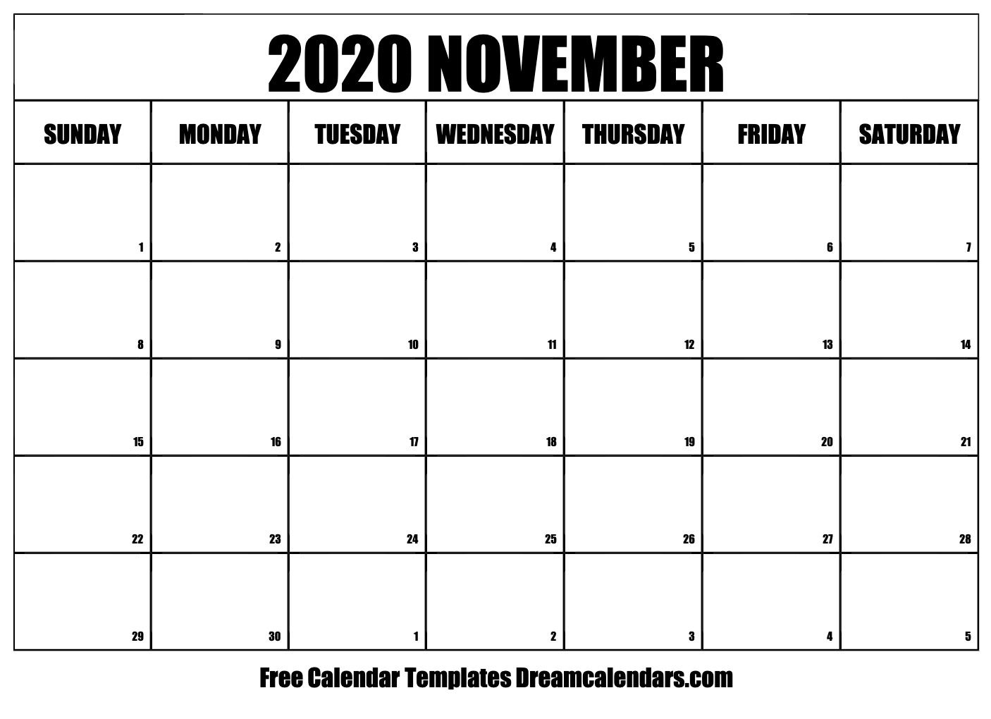 November 2020 Calendar | Free Calendar Template, Calendar Exceptional 2020 Calendar For November
