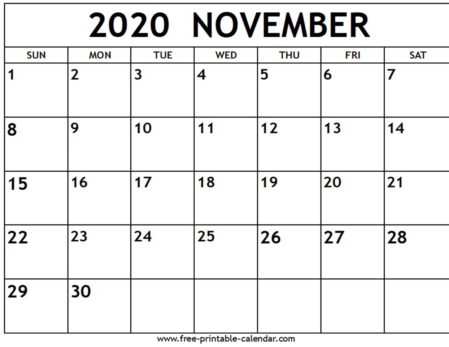 November 2020 Calendar - Free-Printable-Calendar Impressive Calendar Blanks 2020 Australia Printable