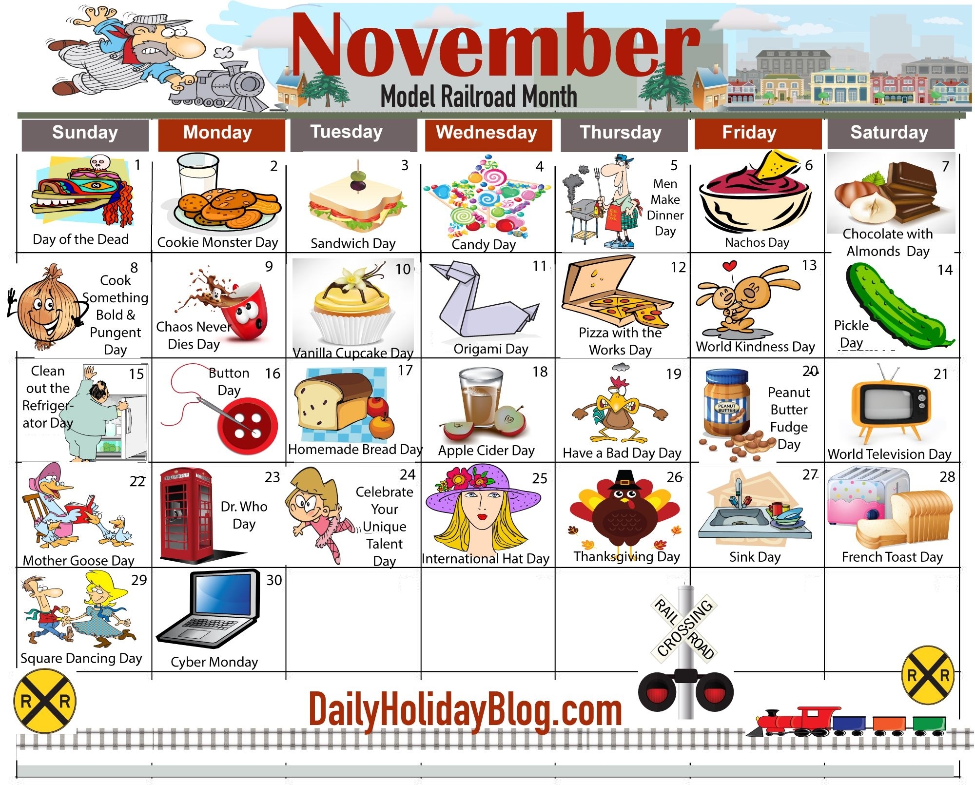 November Daily Holiday Calendar | Weird Holidays, National Kids Calendar Of Quirky Holidays