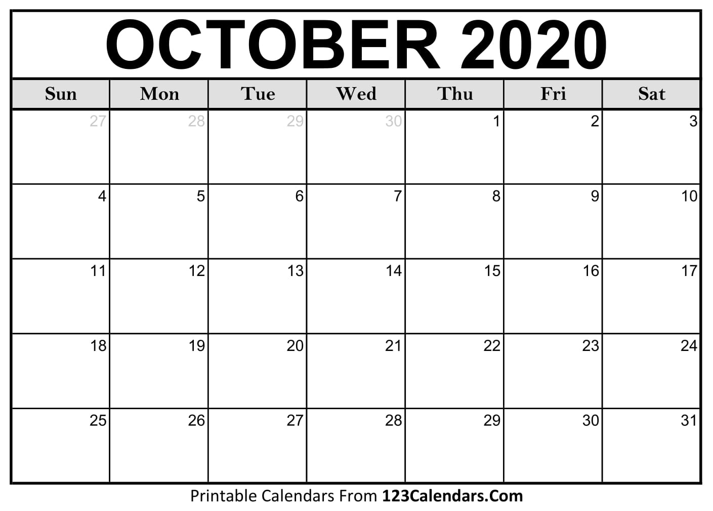 October 2020 Printable Calendar | 123Calendars Dashing 2020 Calendar With Holidays Vertex