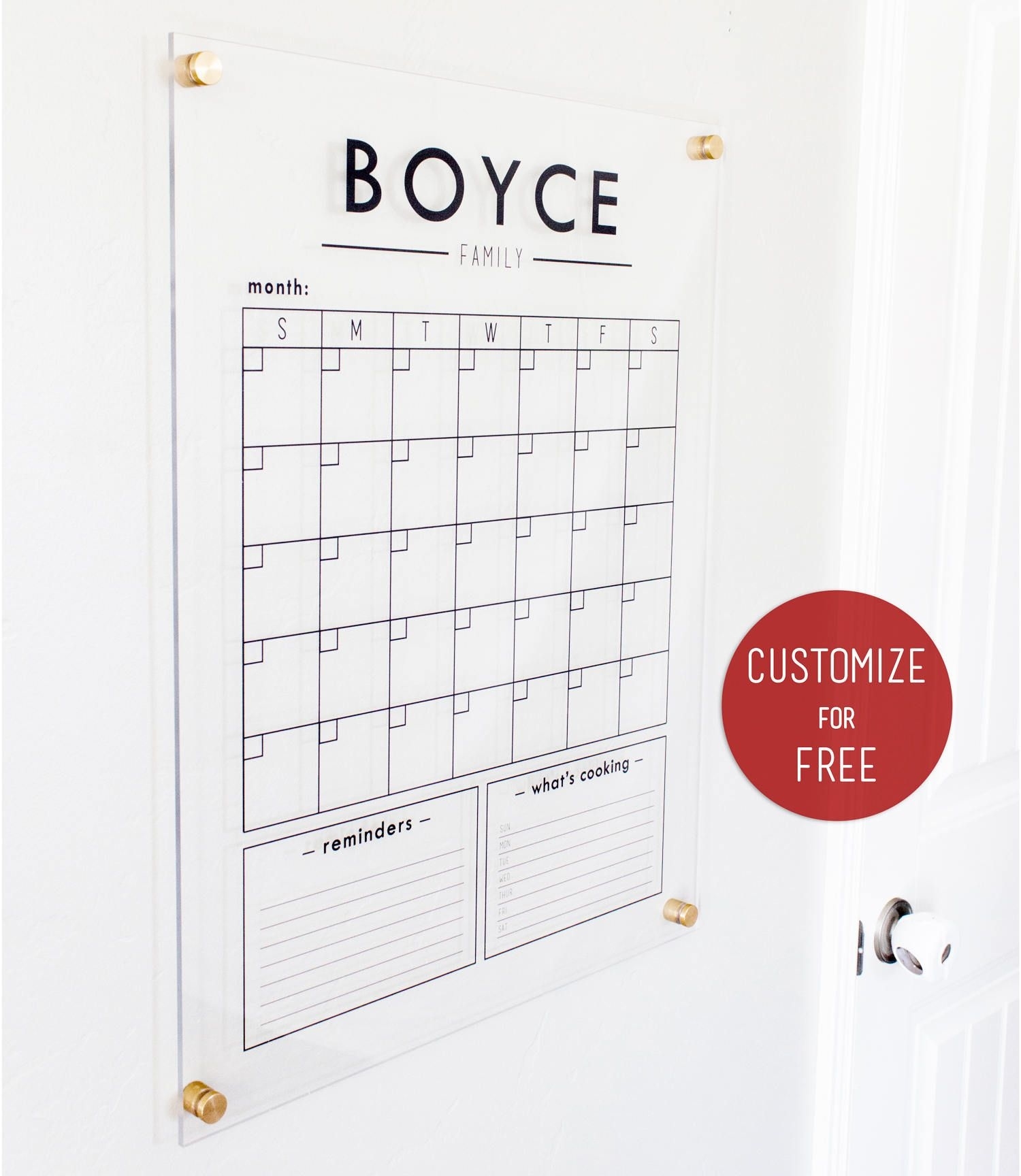 Personalized Acrylic Calendar, 2020 Calendar, New Year Exceptional Personalised Monthly Calendar Dry Erase Board