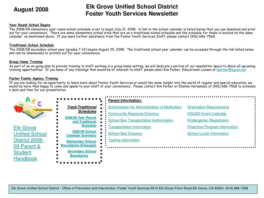 Ppt - Elk Grove Unified School District Foster Youth Elk Grove Elementary School Calendar