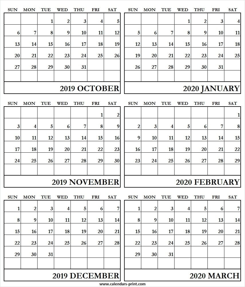Print 6 Month Calendar 2020 | Example Calendar Printable-6 Dashing 6 Month Blank Calendar 2020