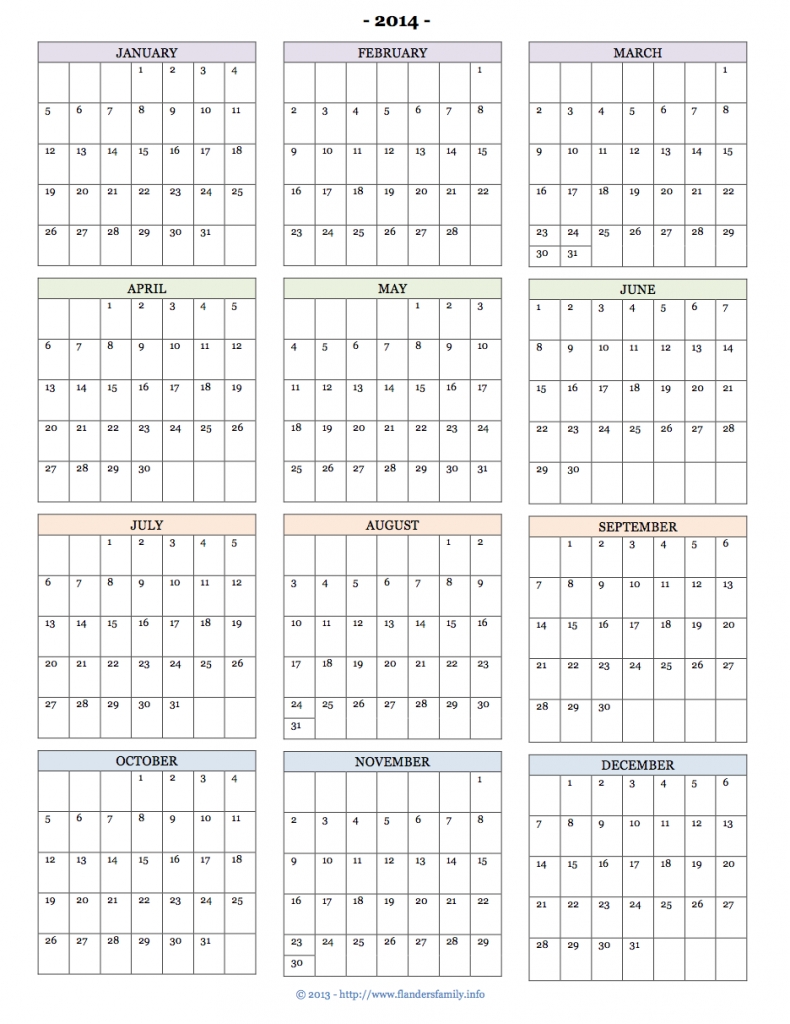 Printable 2014 Calendars - Flanders Family Homelife Extraordinary Month At A Glance Calendar Free Editable