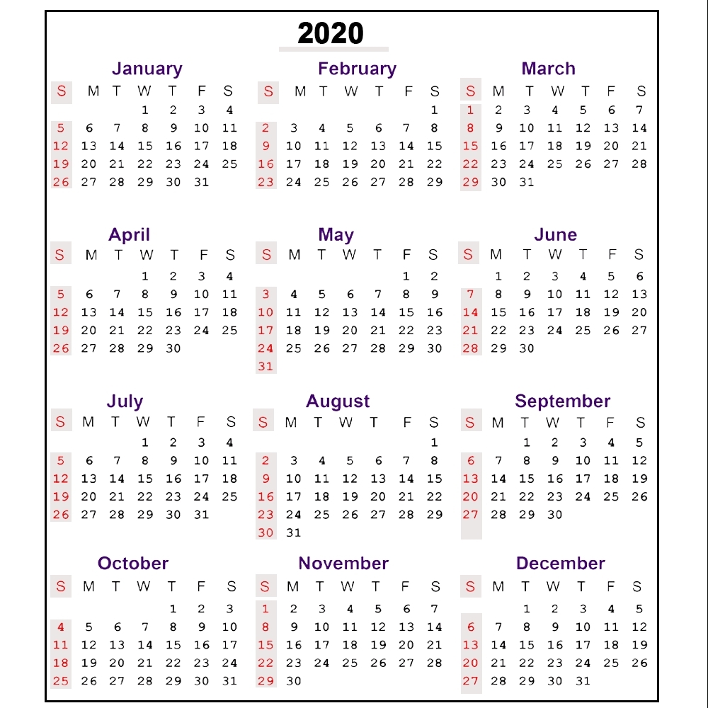 Printable 2020 Calendar With Week Numbers | Monthly 2020 Calendar Template With Week Numbers