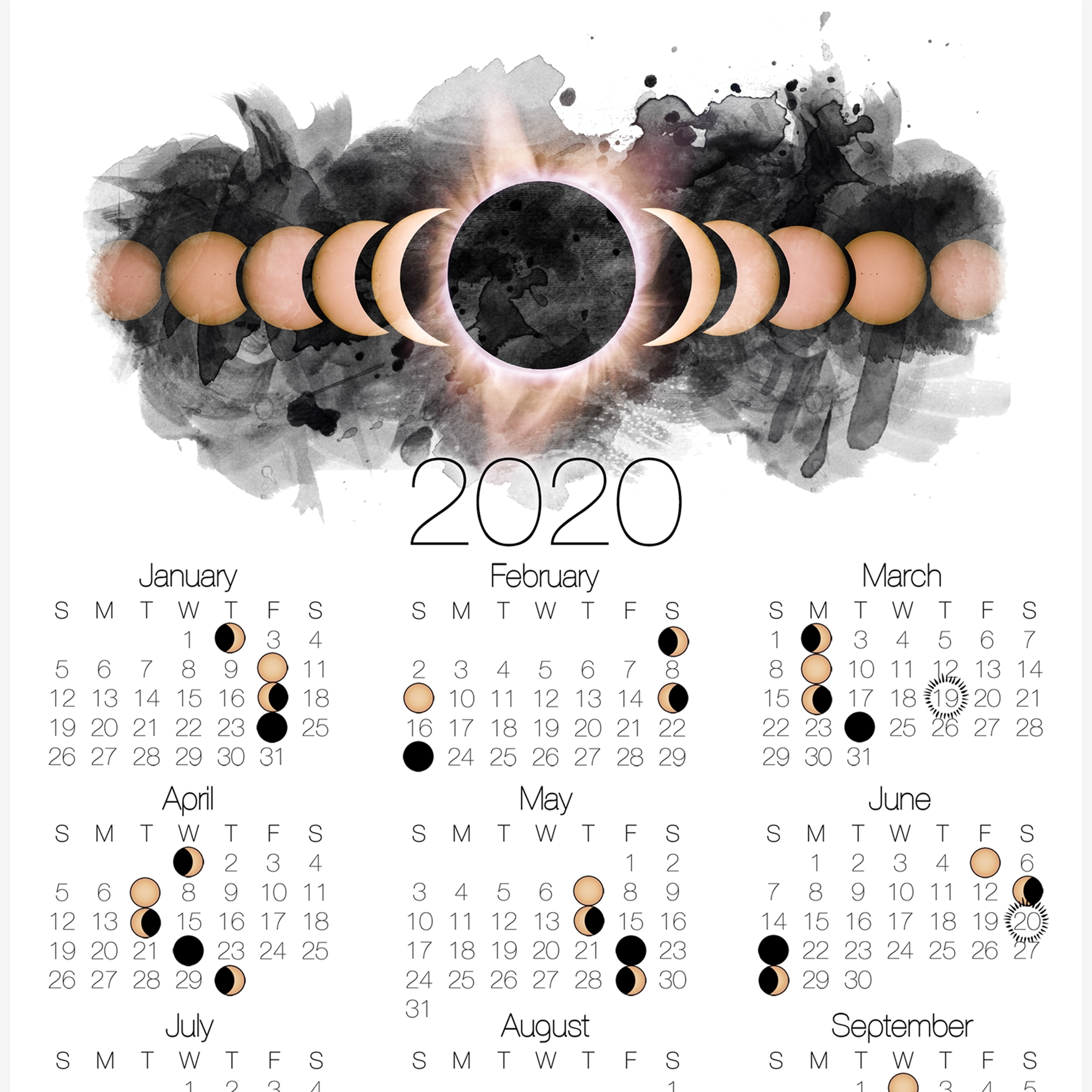 Printable 2020 Lunar Calendar | Monthly Printable Calender Remarkable Printable Calendar 2020 Iwth Lunar Dates