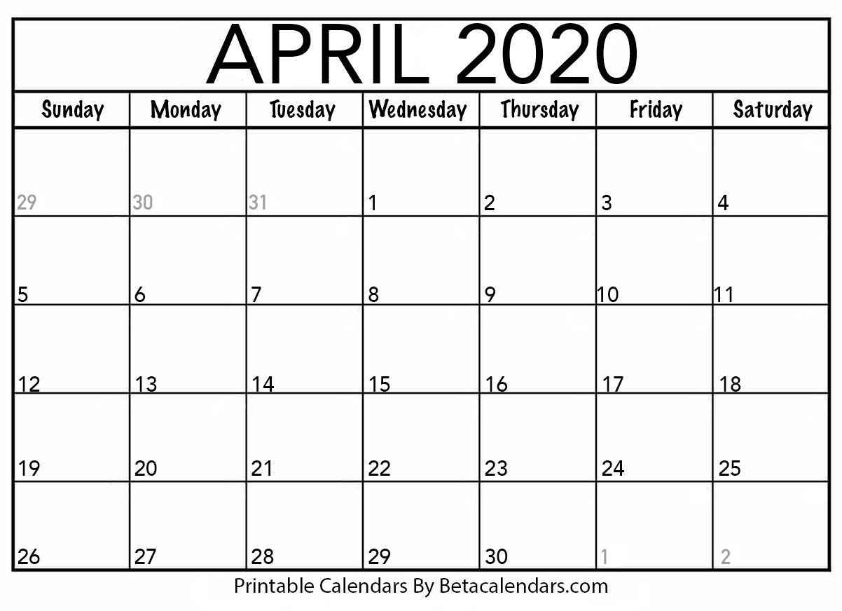 Printable April 2020 Calendar - Beta Calendars Passover 2020 Calendar Date