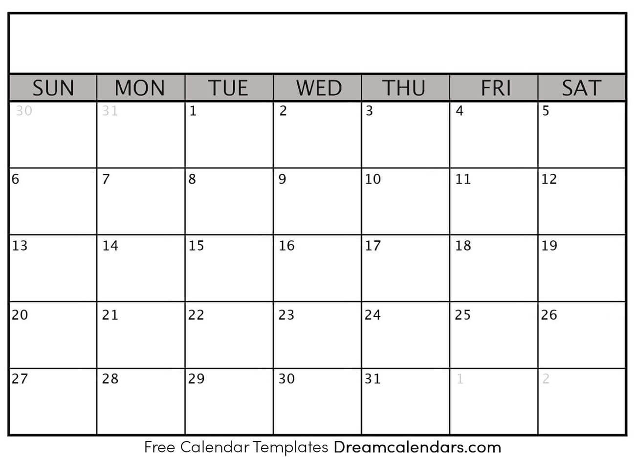 Printable Blank Calendar 2020 | Dream Calendars 2020 Calendar Template That Has Days Numbered
