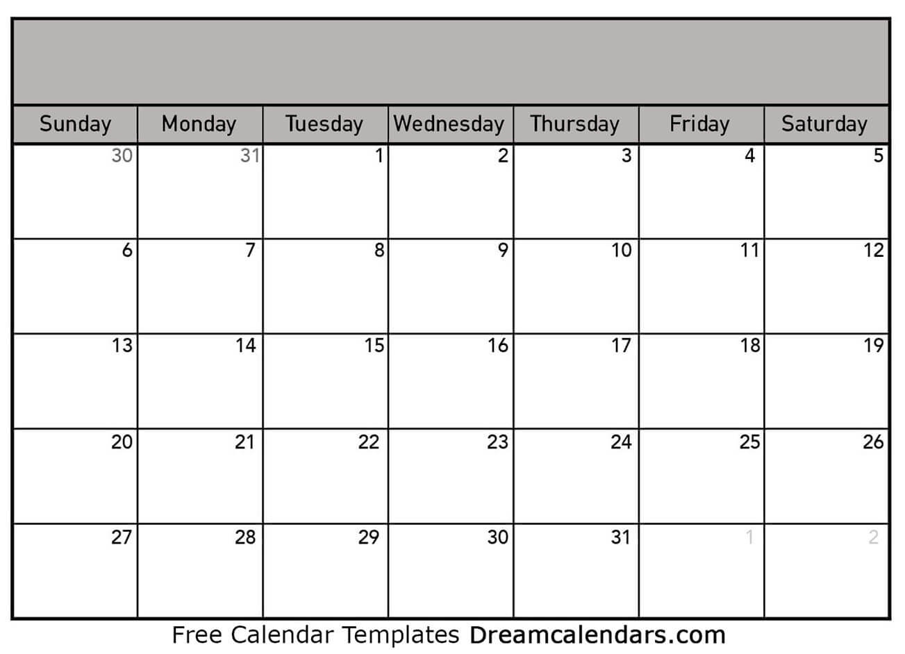 Incredible Blank Calendars With Days Of The Week Not Numbered