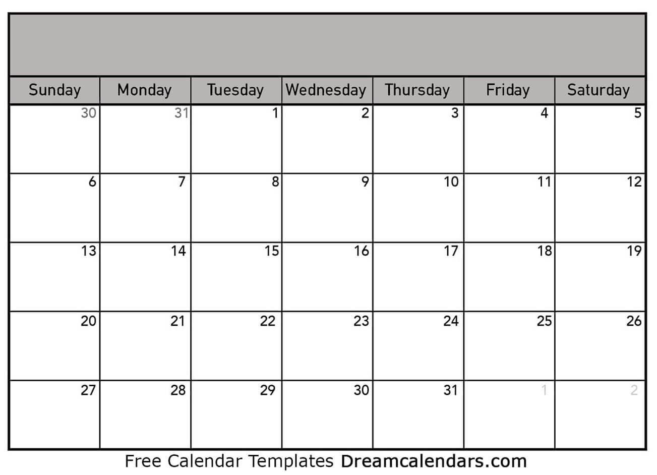 Printable Blank Calendar 2020 | Dream Calendars Printable Blank Calendar With Dates Only