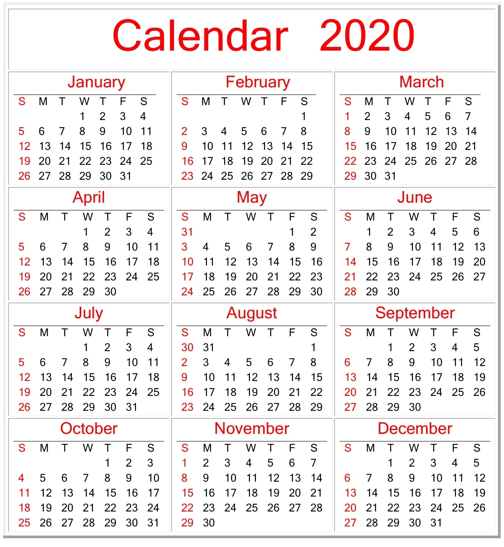 Printable Calendar 2020 Pdf Template – Free Latest Calendar Perky Year Calendar 2020 Printable