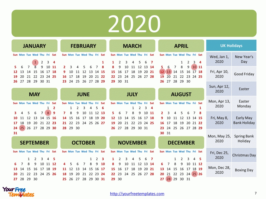 Printable Calendar 2020 Template - Free Powerpoint Templates 2020 Calendar Printable Uk