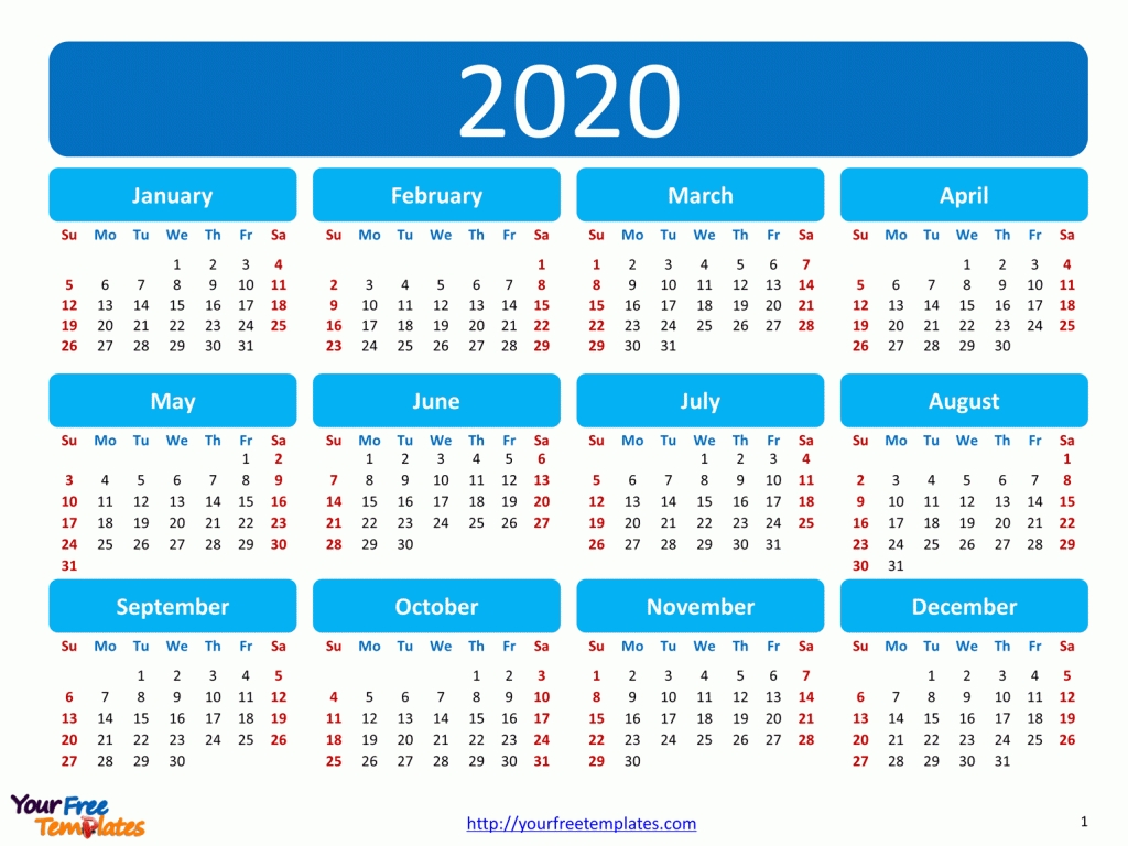 Printable Calendar 2020 Template - Free Powerpoint Templates 2020 Calendar Printable Uk