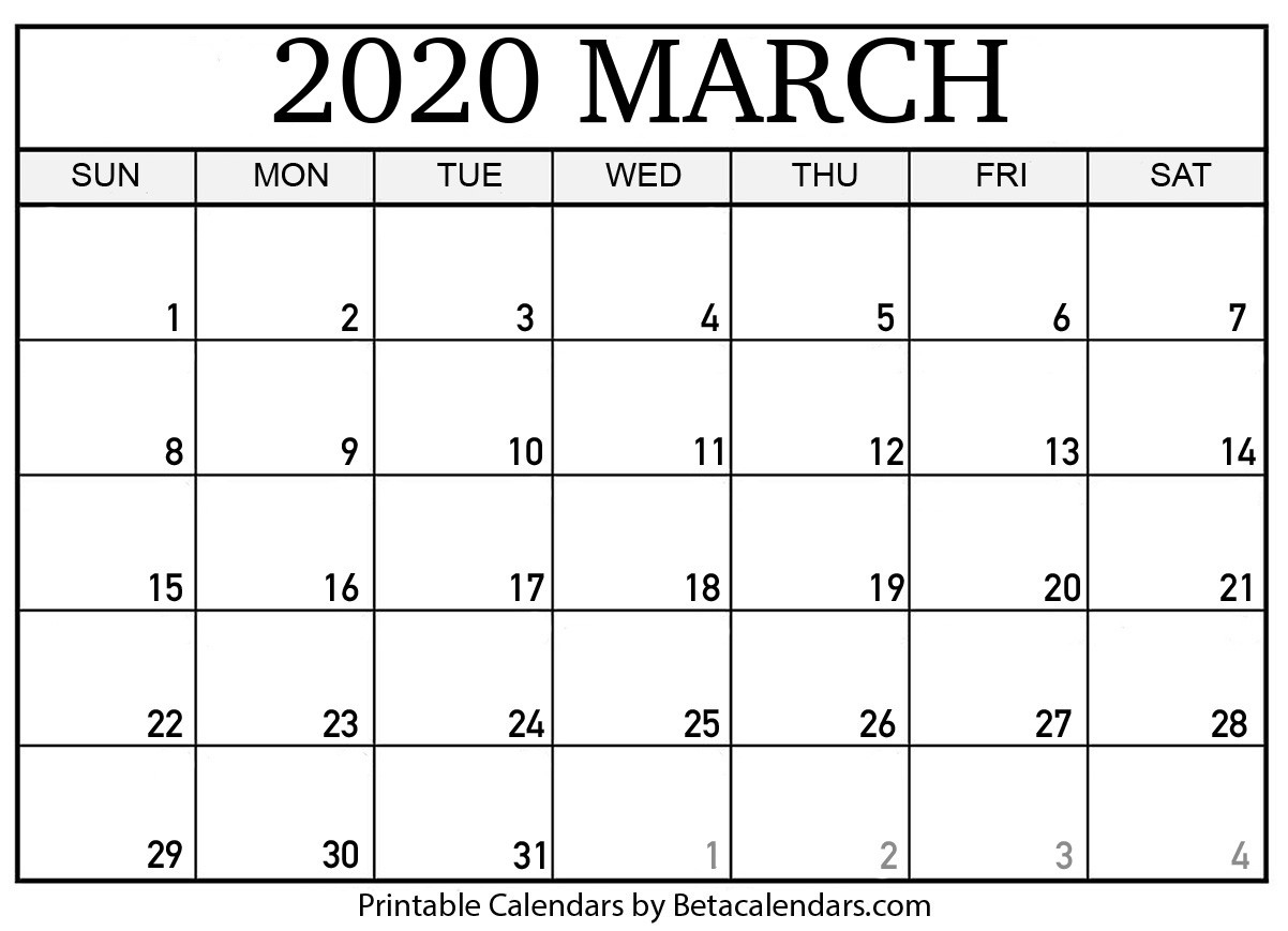 Printable Calendar March 2020 | Teekayshippingcorporation March 2020 Calendar Printable Org
