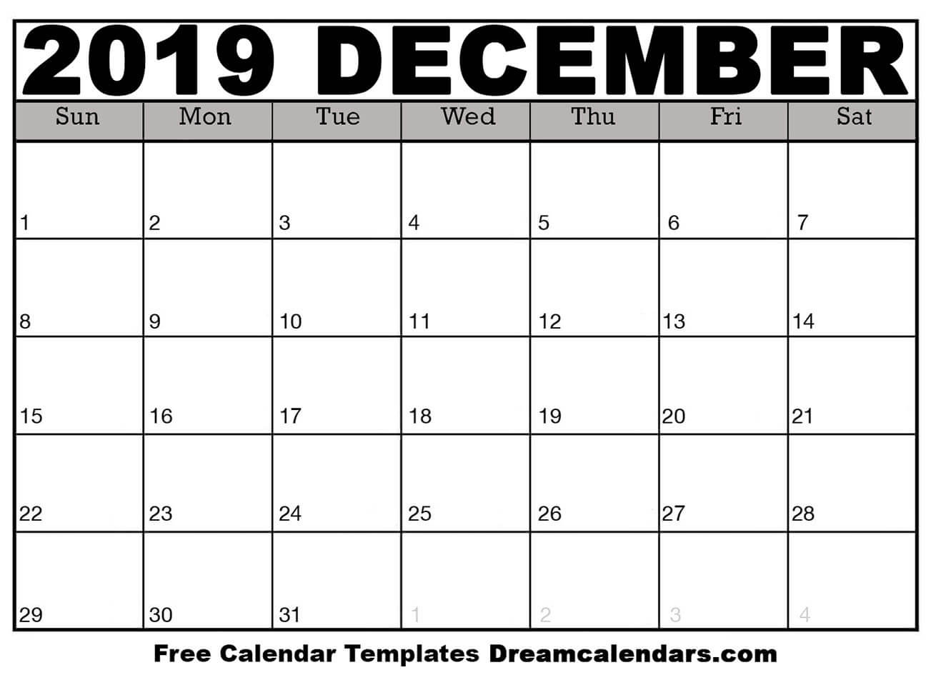 Printable December 2019 Calendar Free Monthly Calendar Jan Till Dec 2020 Printable Free