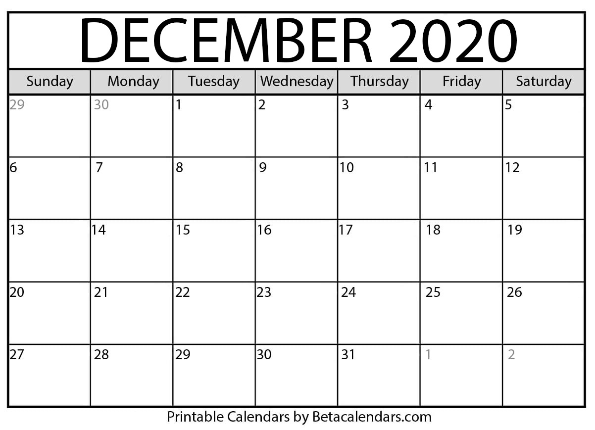 Printable December 2020 Calendar - Beta Calendars Extraordinary Free Monthly Calendar Jan Till Dec 2020 Printable Free