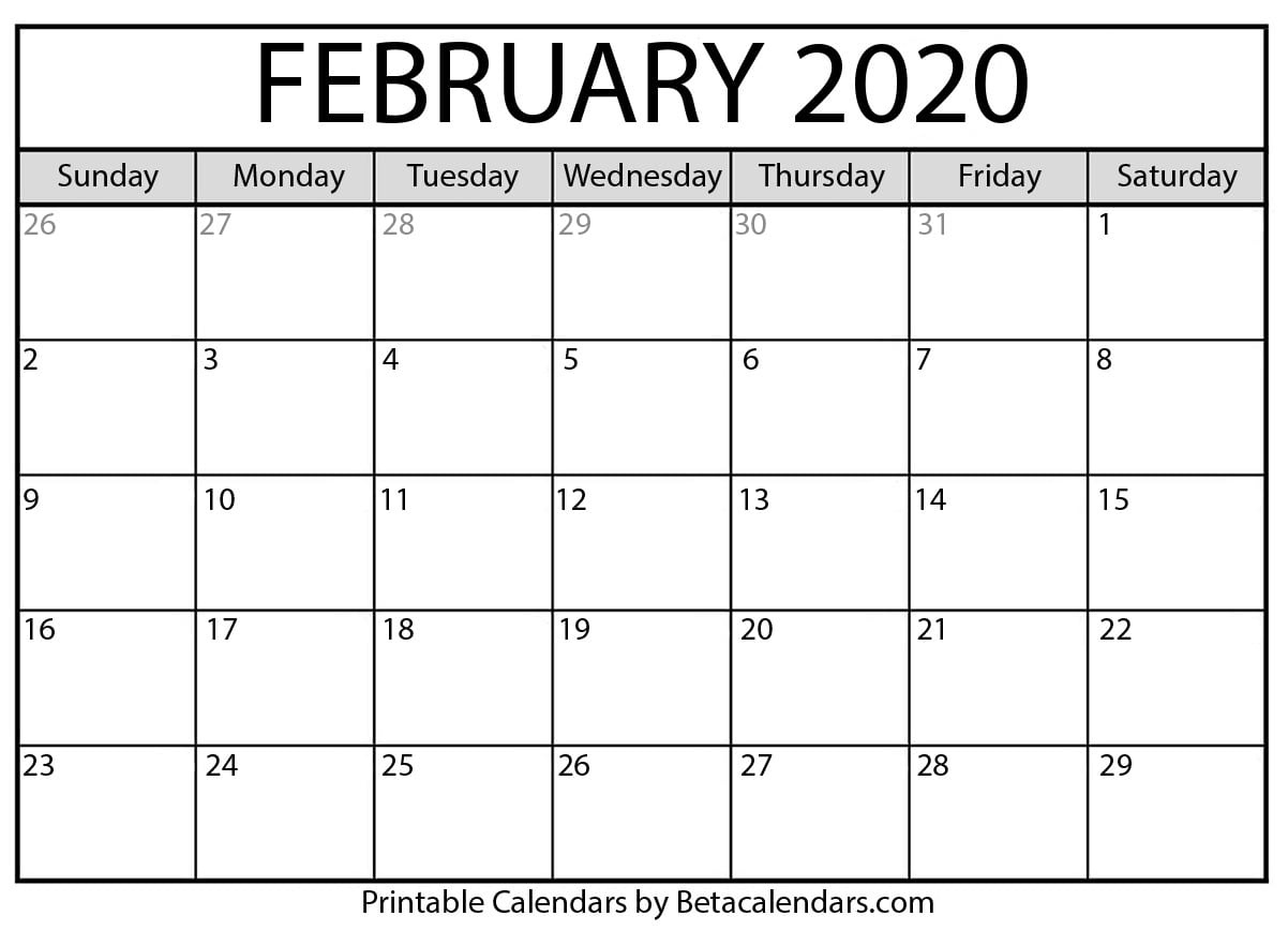 Printable February 2020 Calendar - Beta Calendars Perky 2020 Calendar Matches What Year