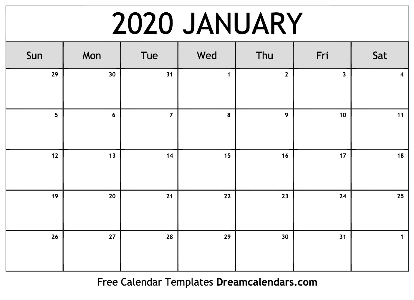Printable January 2020 Calendar Exceptional Blank January 2020 Calendar Printable Free