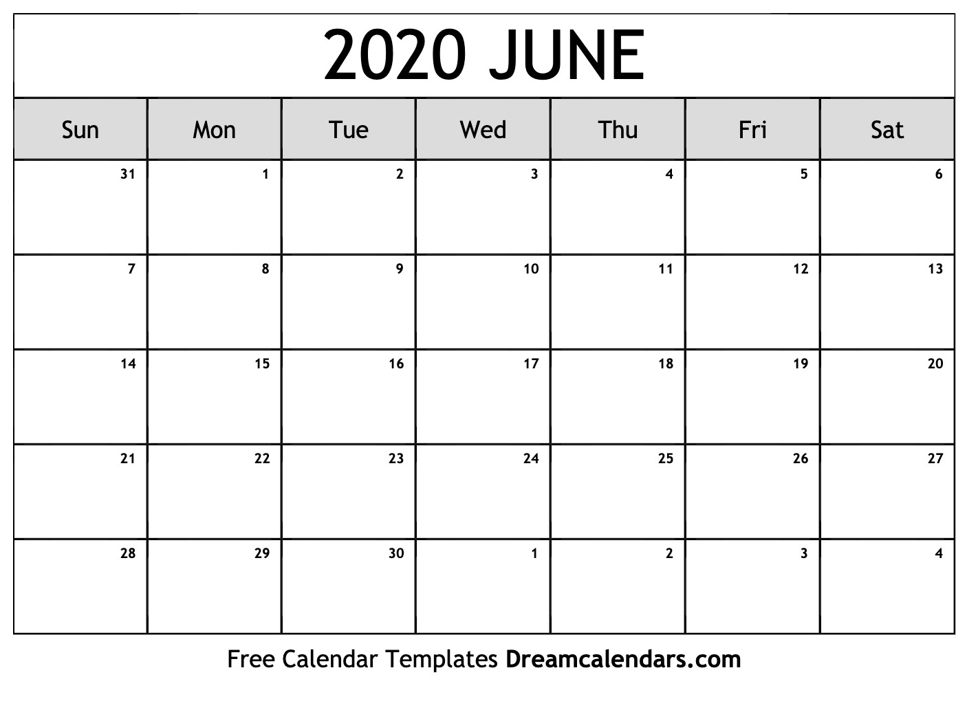 Printable June 2020 Calendar June 2020 Calendar With Holidays