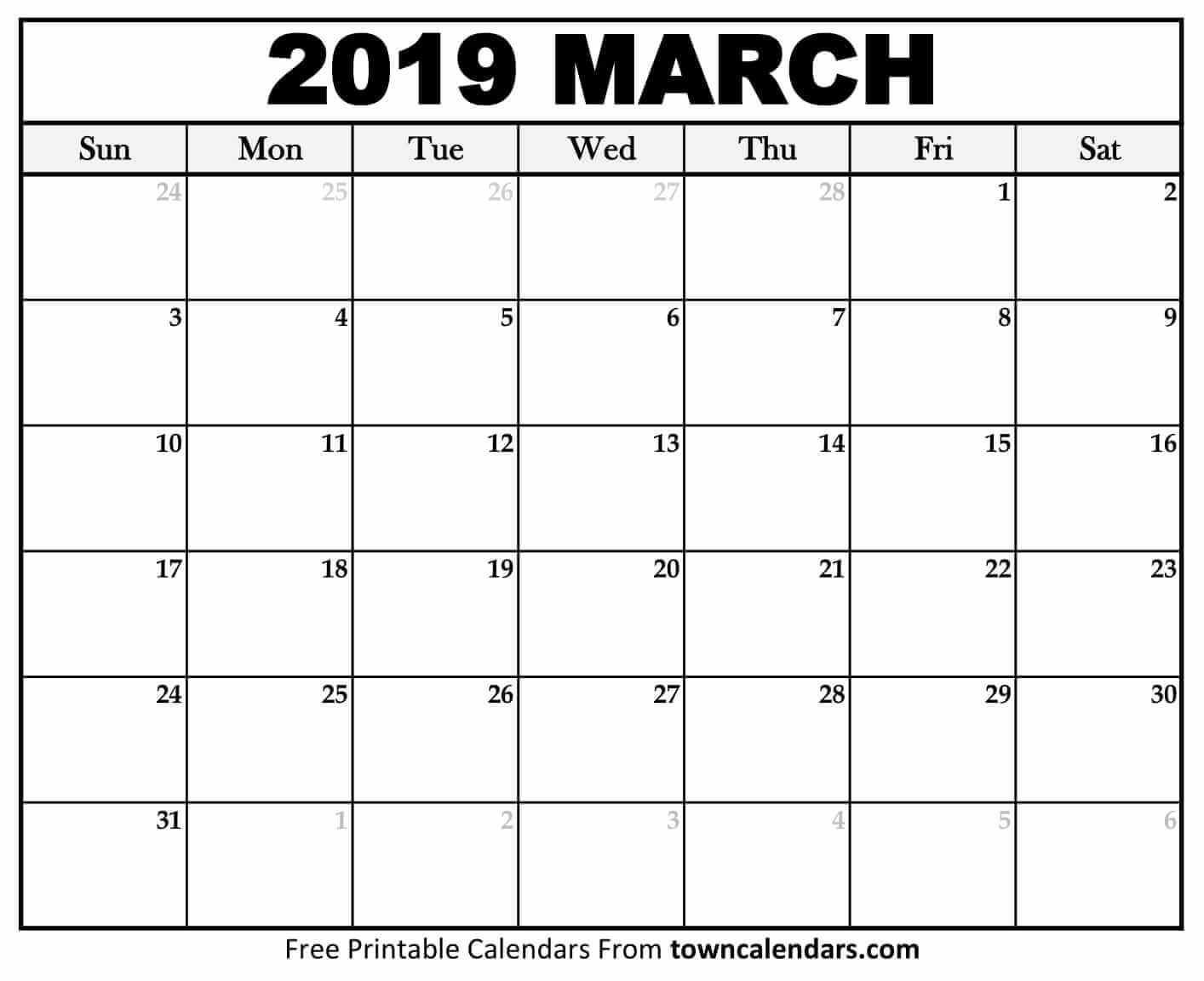 Printable March 2019 Calendar – Monthly Template Download Perky Free 4X6 Printable Monthly Calendars