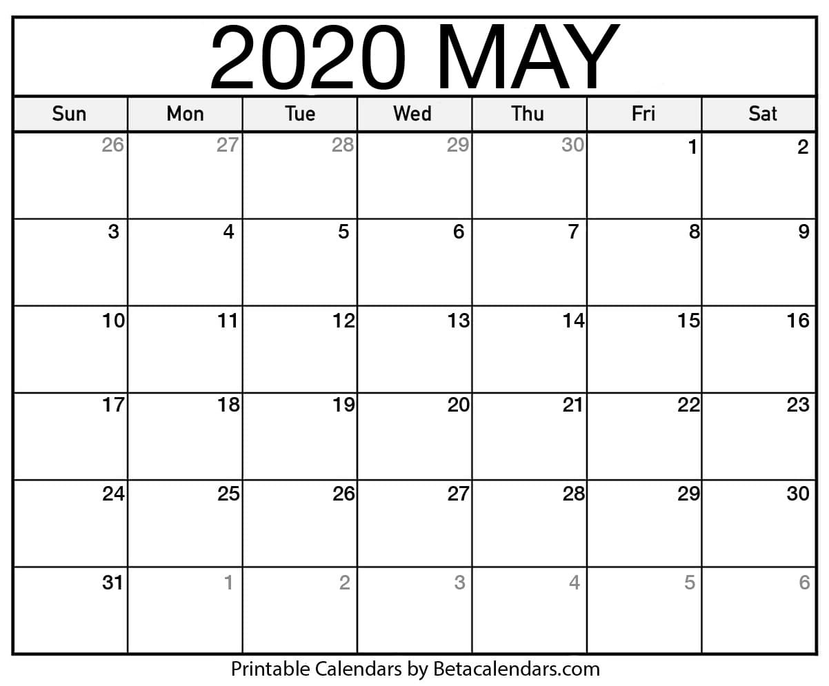 Printable May 2020 Calendar - Beta Calendars May 2020 Calendar Canada