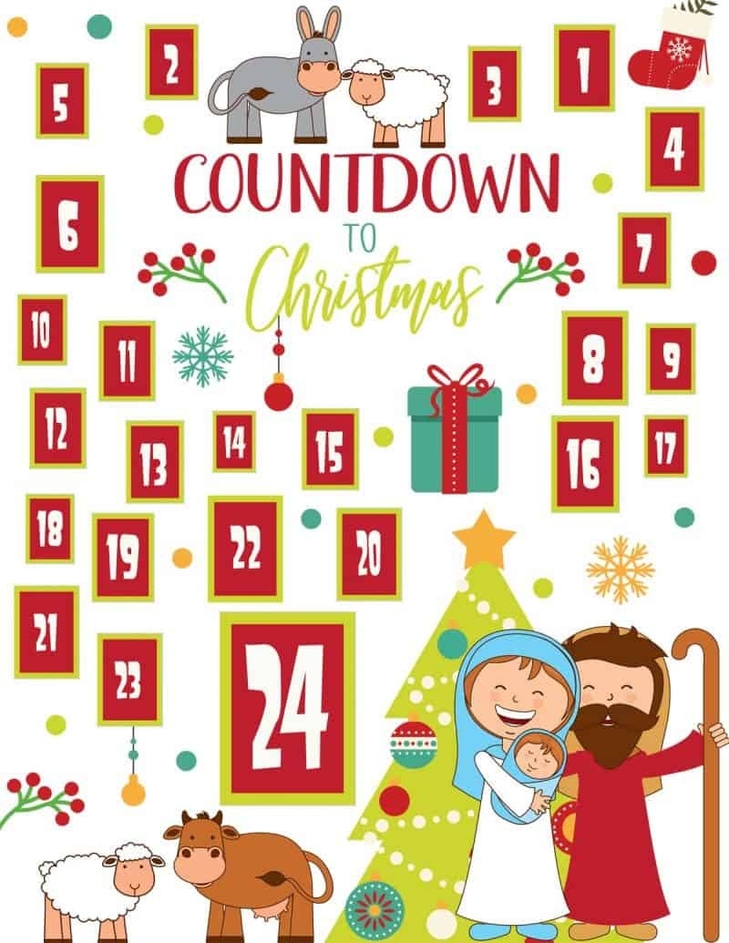 Printable Nativity Advent Calendar | Skip To My Lou Pattern For Christmas Calendar Countdown Printable