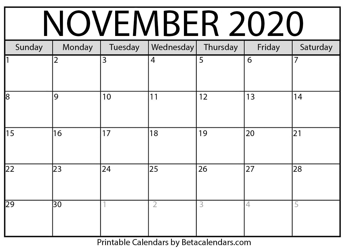 Printable November 2020 Calendar - Beta Calendars Exceptional 2020 Calendar For November