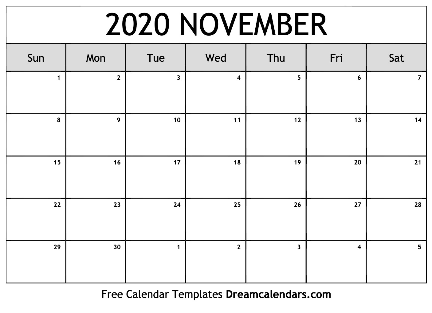 Printable November 2020 Calendar Exceptional 2020 Calendar For November