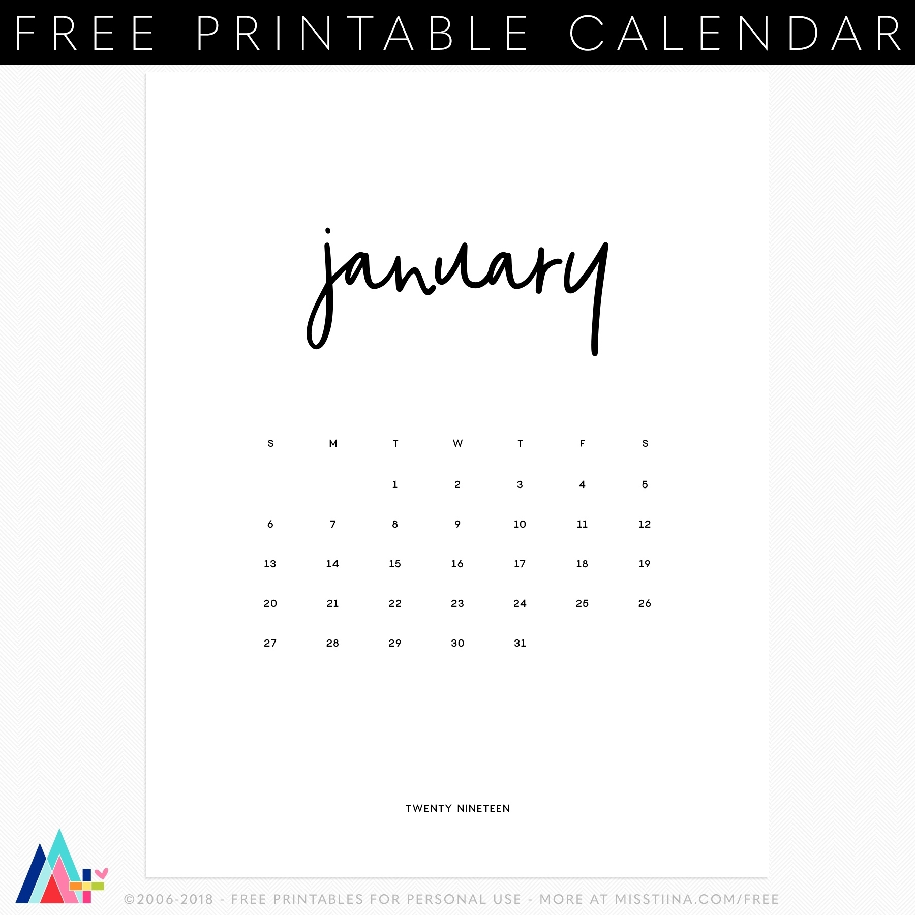 Printables | Misstiina-4X6 Calendar Template Free – Monthly 4X6 Monthly Photo Calendar Templates