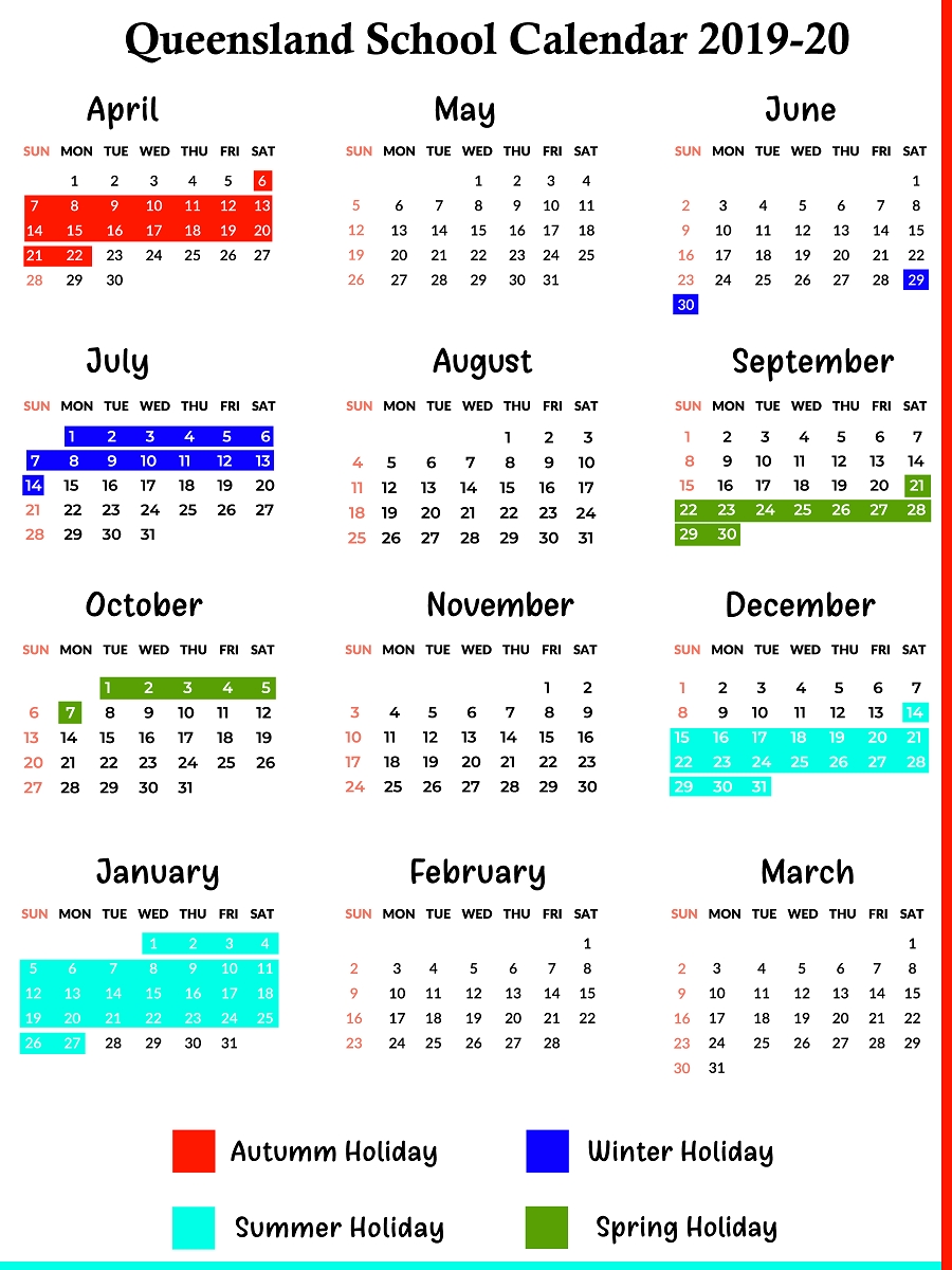 Qld School Holidays Calendar 2019 – 2020 | Qld School Holidays Incredible Calendar For Year 2020 Queensland With All Holidays